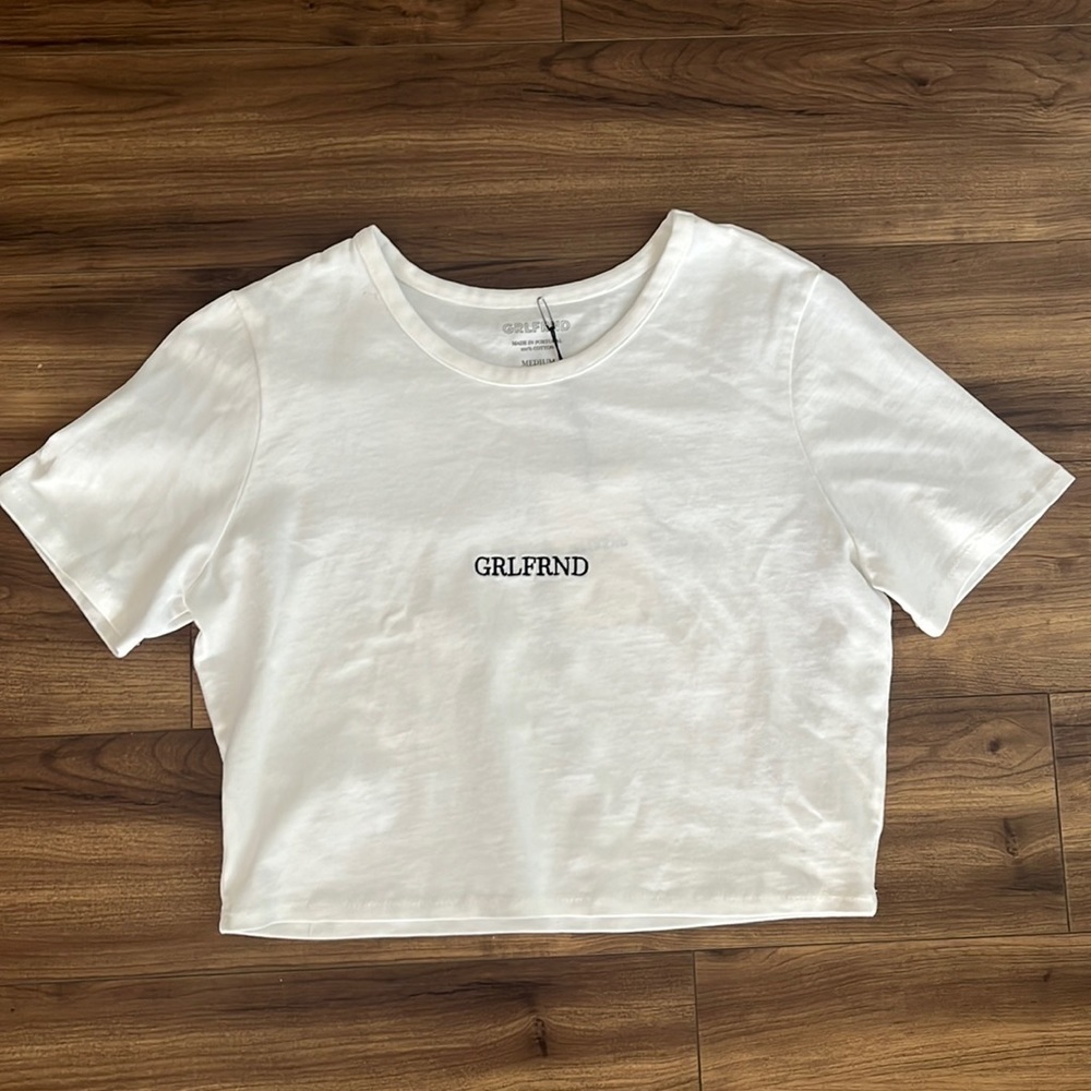 GRLFRND White Cropped Logo Tee